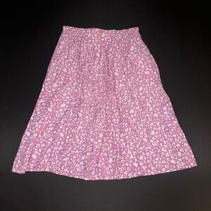 Vintage Pink Floral A-Line Skirt